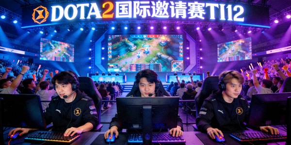 DOTA2国际邀请赛TI12比赛现场选手激烈操作与团队协作画面