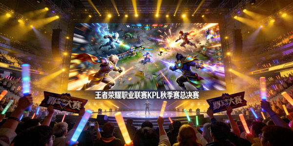 王者荣耀职业联赛KPL秋季赛总决赛现场观众热情欢呼与精彩团战镜头